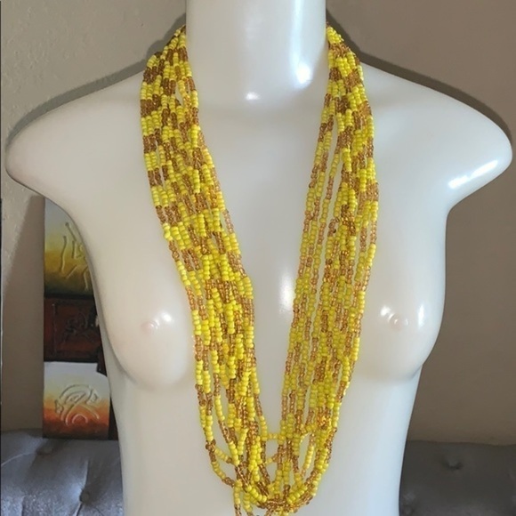 Elekes Yellow+Gold Clear Crystal Necklace - Picture 2 of 5
